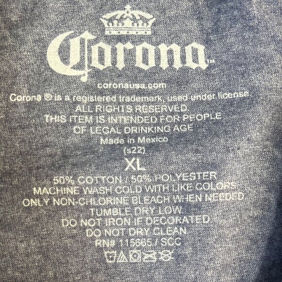 Corona Extra Beer Graphic Tshirt Mens XL Blue Athletic Fit New - Picture 6 of 7